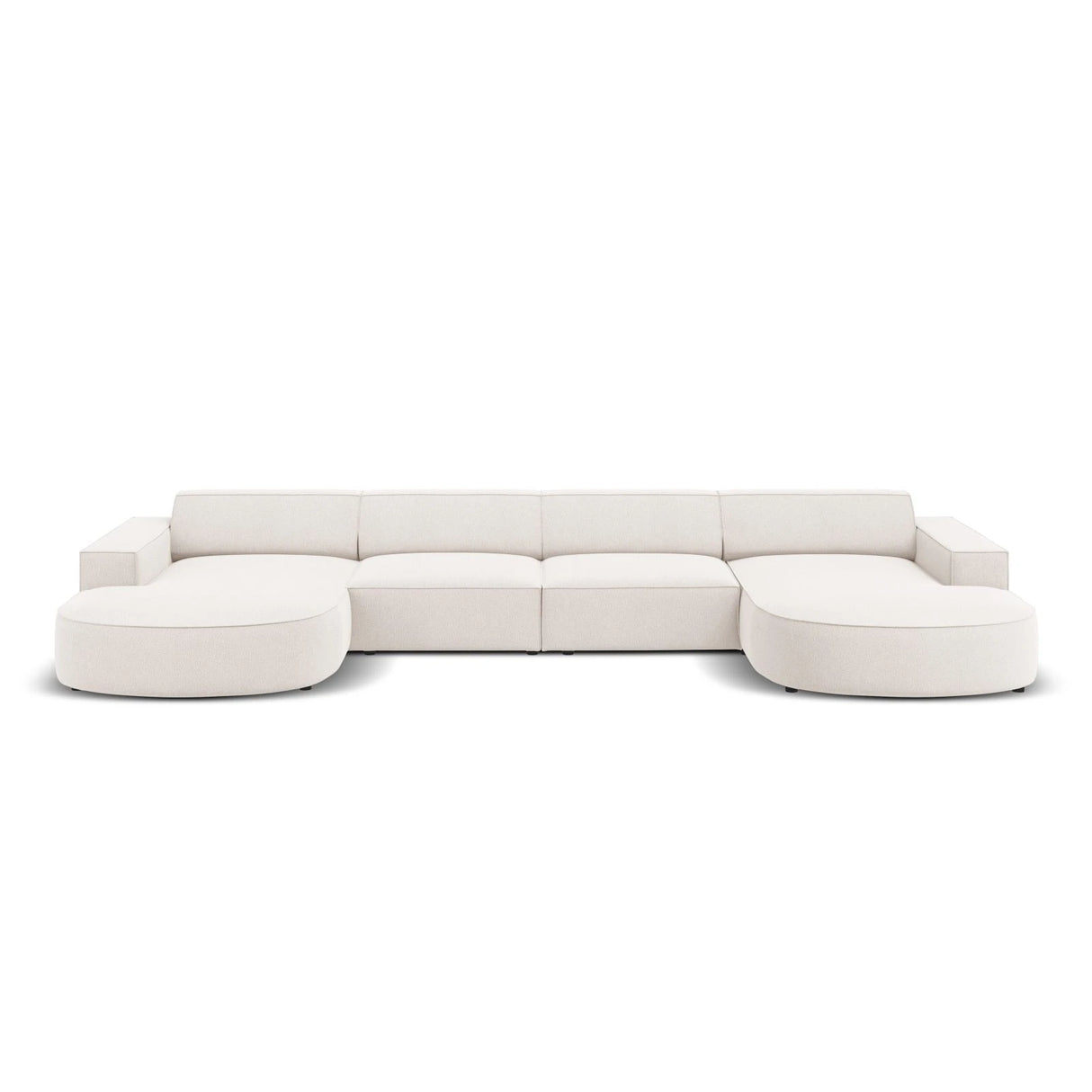 Jodie 6-Sitzer Panorama-Ecksofa symmetrisch, rund, aus Strukturierter Stoff (Meg351) in Leichtes Beige, 364x166 cm – Bild 1