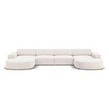 Jodie 6-Sitzer Panorama-Ecksofa symmetrisch, rund, aus Strukturierter Stoff (Meg351) in Leichtes Beige, 364x166 cm – Bild 1