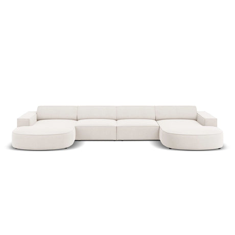 Jodie 6-Sitzer Panorama-Ecksofa symmetrisch, rund, aus Strukturierter Stoff (Meg351) in Leichtes Beige, 364x166 cm – Bild 1