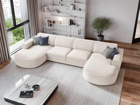 Jodie 6-Sitzer Panorama-Ecksofa symmetrisch, rund, aus Strukturierter Stoff (Meg351) in Leichtes Beige, 364x166 cm – Bild 2