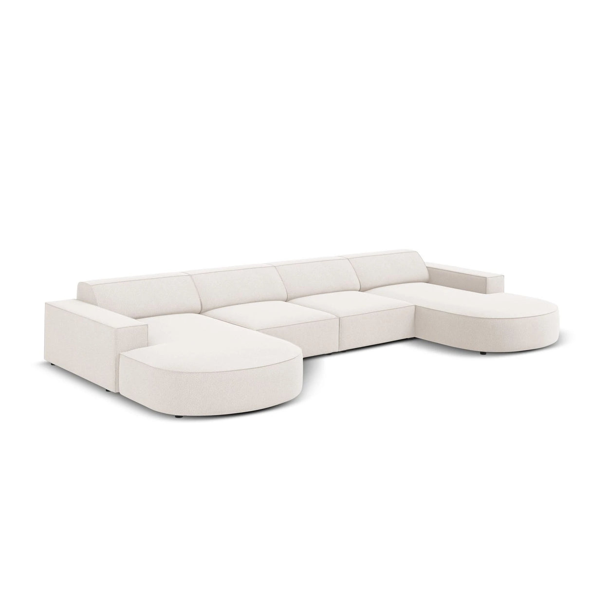 Jodie 6-Sitzer Panorama-Ecksofa symmetrisch, rund, aus Strukturierter Stoff (Meg351) in Leichtes Beige, 364x166 cm – Bild 3