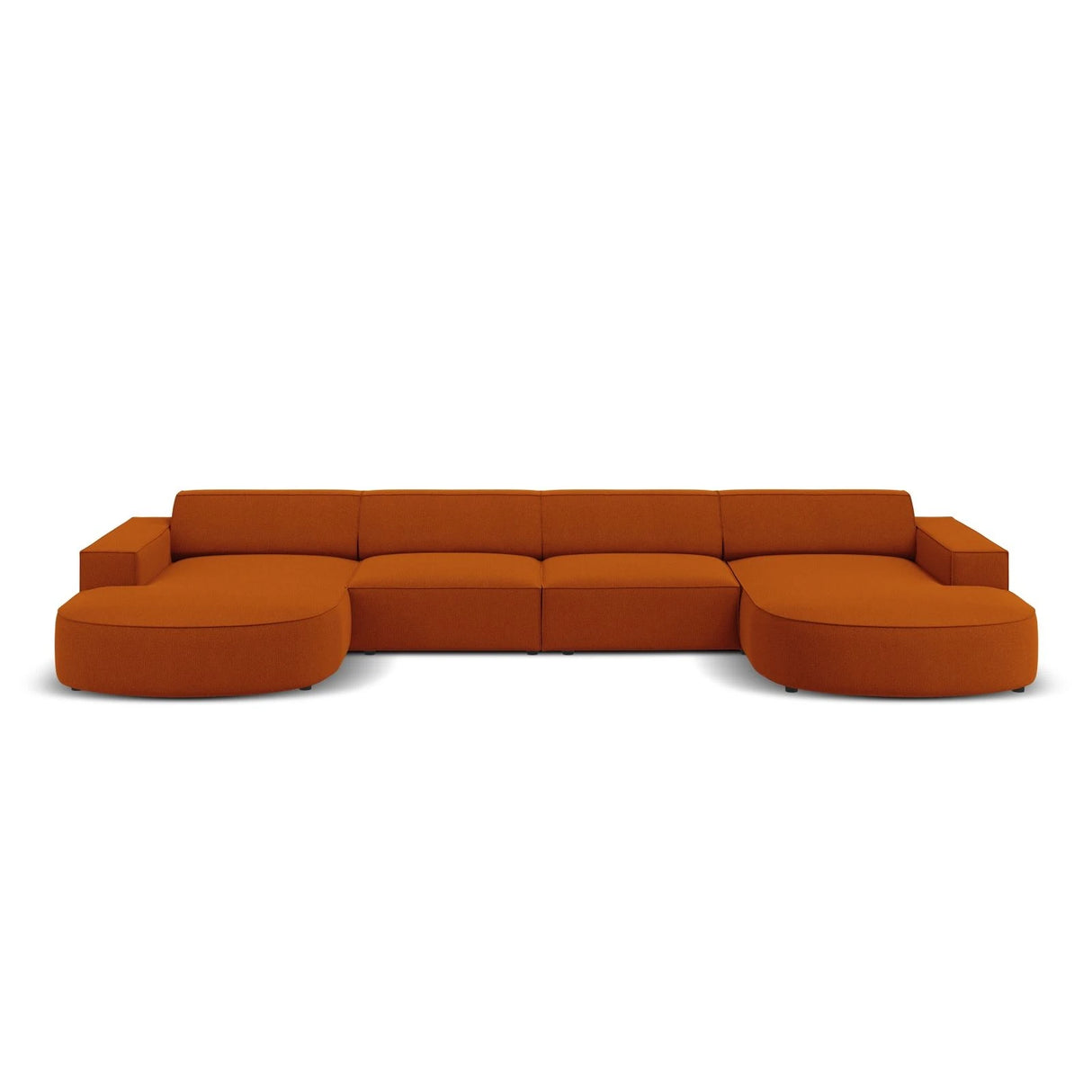 Jodie 6-Sitzer Panorama-Ecksofa symmetrisch, rund, aus Strukturierter Stoff (Meg357) in Terrakotta, 364x166 cm – Bild 1
