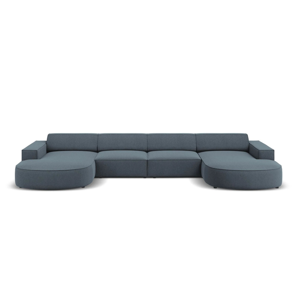 Jodie 6-Sitzer Panorama-Ecksofa symmetrisch, rund, aus Strukturierter Stoff (Meg361) in Blau, 364x166 cm – Bild 1