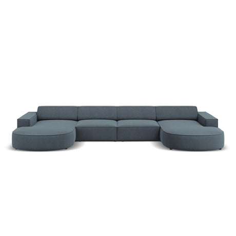Jodie 6-Sitzer Panorama-Ecksofa symmetrisch, rund, aus Strukturierter Stoff (Meg361) in Blau, 364x166 cm – Bild 1