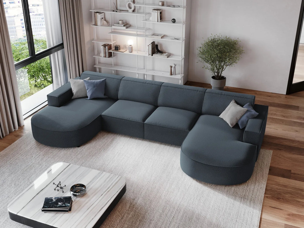 Jodie 6-Sitzer Panorama-Ecksofa symmetrisch, rund, aus Strukturierter Stoff (Meg361) in Blau, 364x166 cm – Bild 2