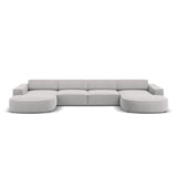 Jodie 6-Sitzer Panorama-Ecksofa symmetrisch, rund, aus Strukturierter Stoff (Meg363) in Hellgrau, 364x166 cm – Bild 1