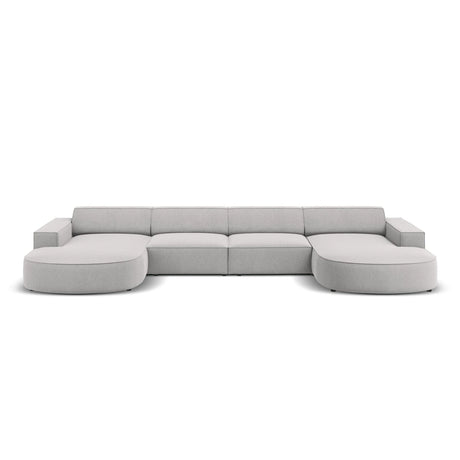 Jodie 6-Sitzer Panorama-Ecksofa symmetrisch, rund, aus Strukturierter Stoff (Meg363) in Hellgrau, 364x166 cm – Bild 1