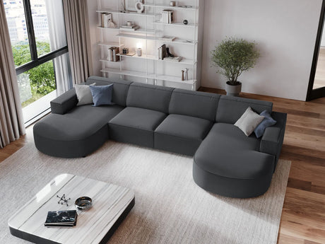 Jodie 6-Sitzer Panorama-Ecksofa symmetrisch, rund, aus Strukturierter Stoff (Meg367) in Dunkelgrau, 364x166 cm – Bild 2