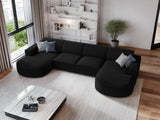 Jodie 6-Sitzer Panorama-Ecksofa symmetrisch, rund, aus Strukturierter Stoff (Meg368) in Schwarz, 364x166 cm – Bild 2