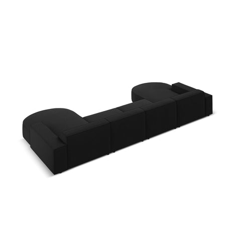Jodie 6-Sitzer Panorama-Ecksofa symmetrisch, rund, aus Strukturierter Stoff (Meg368) in Schwarz, 364x166 cm – Bild 4