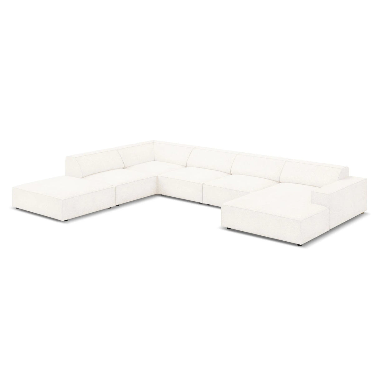 Jodie 7-Sitzer Panorama-Ecksofa, Linke Seite, aus Boucle (AscNATA) in Beige, 364x262 cm – Bild 4