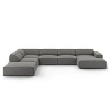 Jodie 7-Sitzer Panorama-Ecksofa, Linke Seite, aus Samt (Blu13) in Hellgrau, 364x262 cm – Bild 1