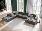 Jodie 7-Sitzer Panorama-Ecksofa, Linke Seite, aus Samt (Blu13) in Hellgrau, 364x262 cm – Bild 2