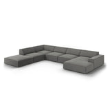Jodie 7-Sitzer Panorama-Ecksofa, Linke Seite, aus Samt (Blu13) in Hellgrau, 364x262 cm – Bild 4