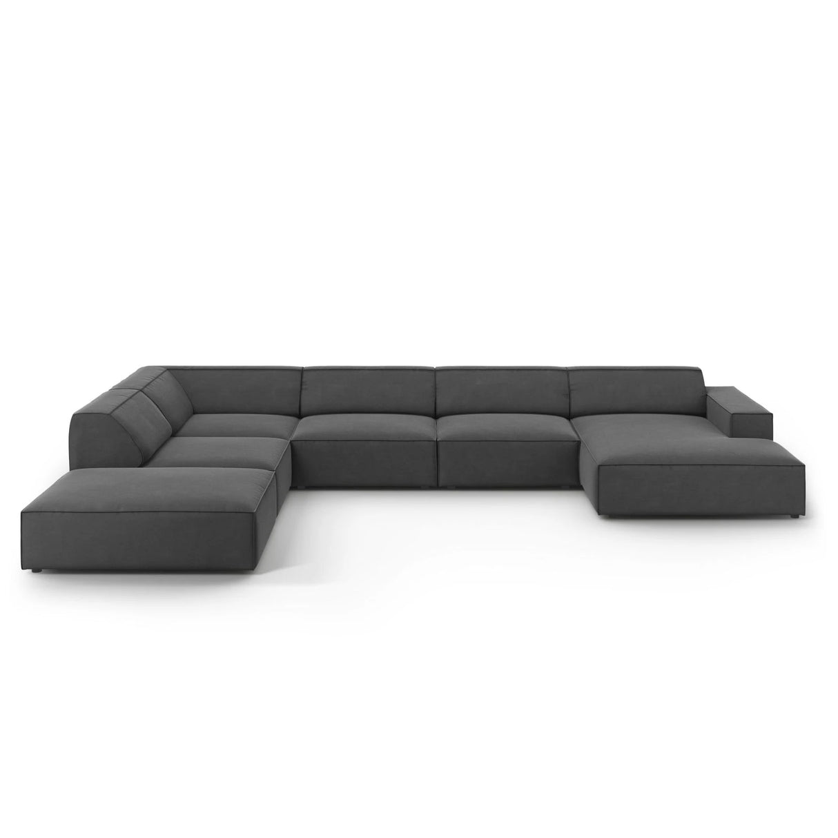 Jodie 7-Sitzer Panorama-Ecksofa, Linke Seite, aus Samt (Blu14) in Grau, 364x262 cm – Bild 1