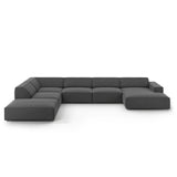 Jodie 7-Sitzer Panorama-Ecksofa, Linke Seite, aus Samt (Blu14) in Grau, 364x262 cm – Bild 1