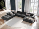 Jodie 7-Sitzer Panorama-Ecksofa, Linke Seite, aus Samt (Blu14) in Grau, 364x262 cm – Bild 2