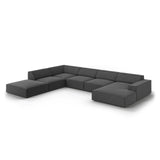 Jodie 7-Sitzer Panorama-Ecksofa, Linke Seite, aus Samt (Blu14) in Grau, 364x262 cm – Bild 4