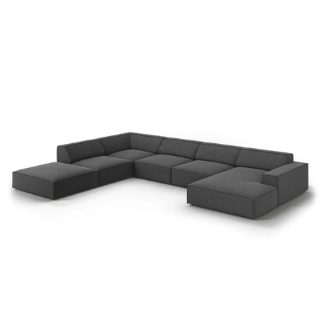 Jodie 7-Sitzer Panorama-Ecksofa, Linke Seite, aus Samt (Blu14) in Grau, 364x262 cm – Bild 4