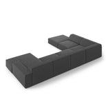 Jodie 7-Sitzer Panorama-Ecksofa, Linke Seite, aus Samt (Blu14) in Grau, 364x262 cm – Bild 5