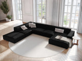 Jodie 7-Sitzer Panorama-Ecksofa, Linke Seite, aus Samt (Blu19) in Schwarz, 364x262 cm – Bild 2