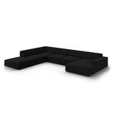 Jodie 7-Sitzer Panorama-Ecksofa, Linke Seite, aus Samt (Blu19) in Schwarz, 364x262 cm – Bild 4