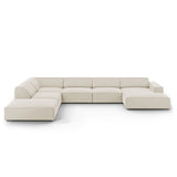 Jodie 7-Sitzer Panorama-Ecksofa, Linke Seite, aus Samt (Blu30) in Dunkelbeige, 364x262 cm – Bild 1