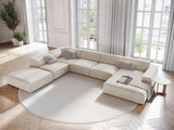 Jodie 7-Sitzer Panorama-Ecksofa, Linke Seite, aus Samt (Blu30) in Dunkelbeige, 364x262 cm – Bild 2