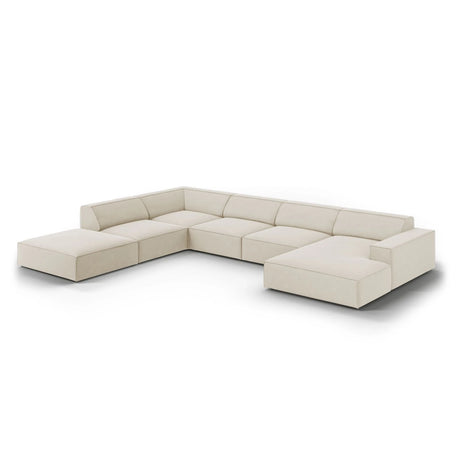 Jodie 7-Sitzer Panorama-Ecksofa, Linke Seite, aus Samt (Blu30) in Dunkelbeige, 364x262 cm – Bild 4