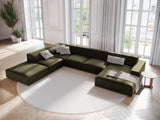 Jodie 7-Sitzer Panorama-Ecksofa, Linke Seite, aus Samt (Blu77) in Grün, 364x262 cm – Bild 2