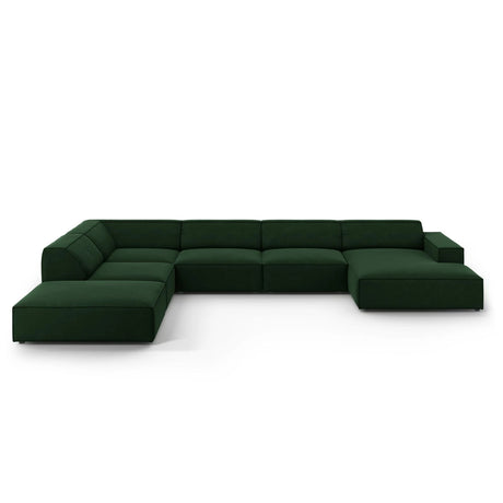 Jodie 7-Sitzer Panorama-Ecksofa, Linke Seite, aus Samt (Blu78) in Flaschengrün, 364x262 cm – Bild 1