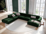 Jodie 7-Sitzer Panorama-Ecksofa, Linke Seite, aus Samt (Blu78) in Flaschengrün, 364x262 cm – Bild 2