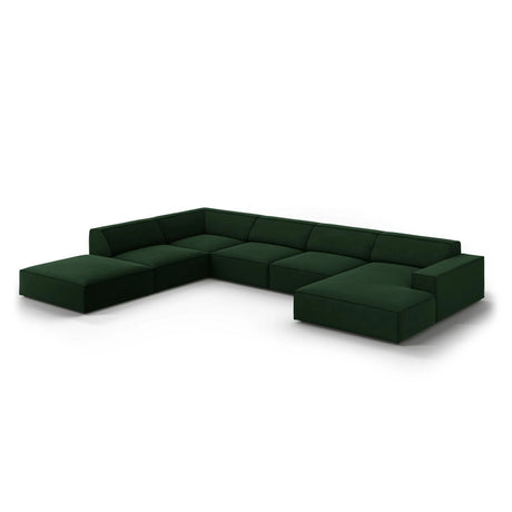 Jodie 7-Sitzer Panorama-Ecksofa, Linke Seite, aus Samt (Blu78) in Flaschengrün, 364x262 cm – Bild 4