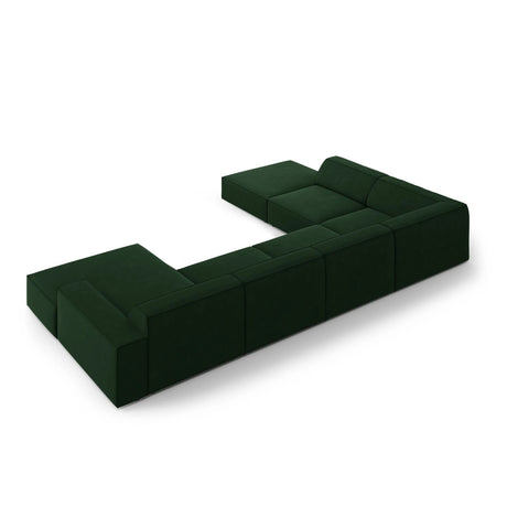 Jodie 7-Sitzer Panorama-Ecksofa, Linke Seite, aus Samt (Blu78) in Flaschengrün, 364x262 cm – Bild 5