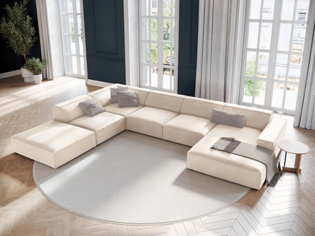 Jodie 7-Sitzer Panorama-Ecksofa, Linke Seite, aus Samt oder Strukturstoff, 364x262 cm – Bild 2