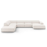 Jodie 7-Sitzer Panorama-Ecksofa, Linke Seite, aus Strukturierter Stoff (Meg351) in Leichtes Beige, 364x262 cm – Bild 1