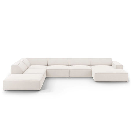 Jodie 7-Sitzer Panorama-Ecksofa, Linke Seite, aus Strukturierter Stoff (Meg351) in Leichtes Beige, 364x262 cm – Bild 1