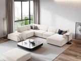 Jodie 7-Sitzer Panorama-Ecksofa, Linke Seite, aus Strukturierter Stoff (Meg351) in Leichtes Beige, 364x262 cm – Bild 2
