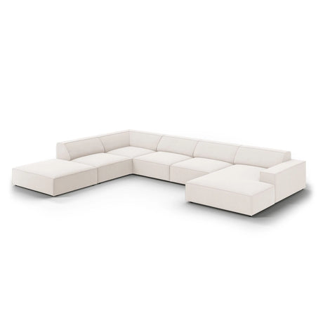 Jodie 7-Sitzer Panorama-Ecksofa, Linke Seite, aus Strukturierter Stoff (Meg351) in Leichtes Beige, 364x262 cm – Bild 4