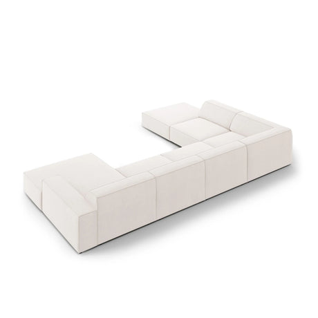 Jodie 7-Sitzer Panorama-Ecksofa, Linke Seite, aus Strukturierter Stoff (Meg351) in Leichtes Beige, 364x262 cm – Bild 5