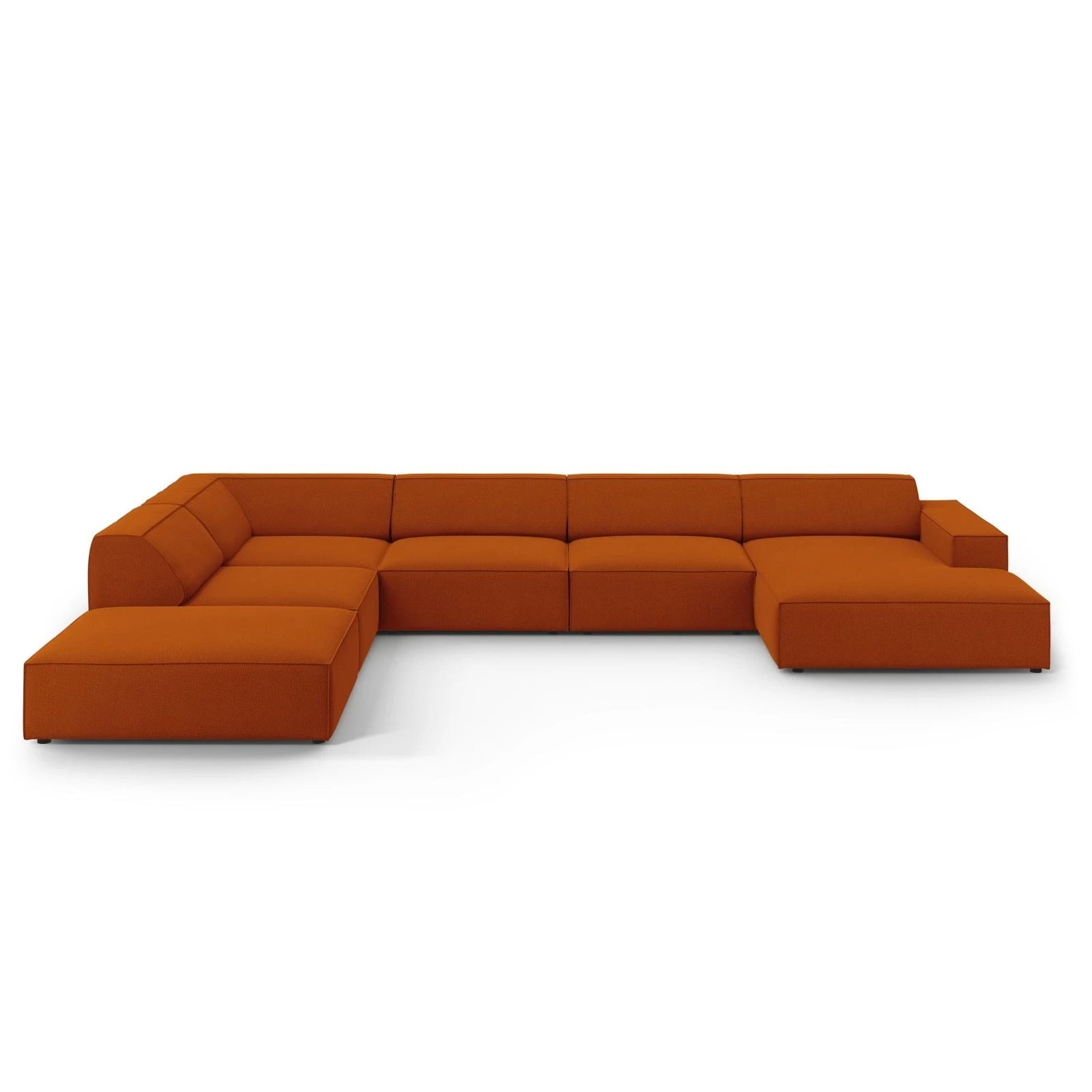 Jodie 7-Sitzer Panorama-Ecksofa, Linke Seite, aus Strukturierter Stoff (Meg357) in Terrakotta, 364x262 cm – Bild 1