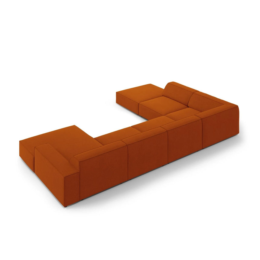 Jodie 7-Sitzer Panorama-Ecksofa, Linke Seite, aus Strukturierter Stoff (Meg357) in Terrakotta, 364x262 cm – Bild 4