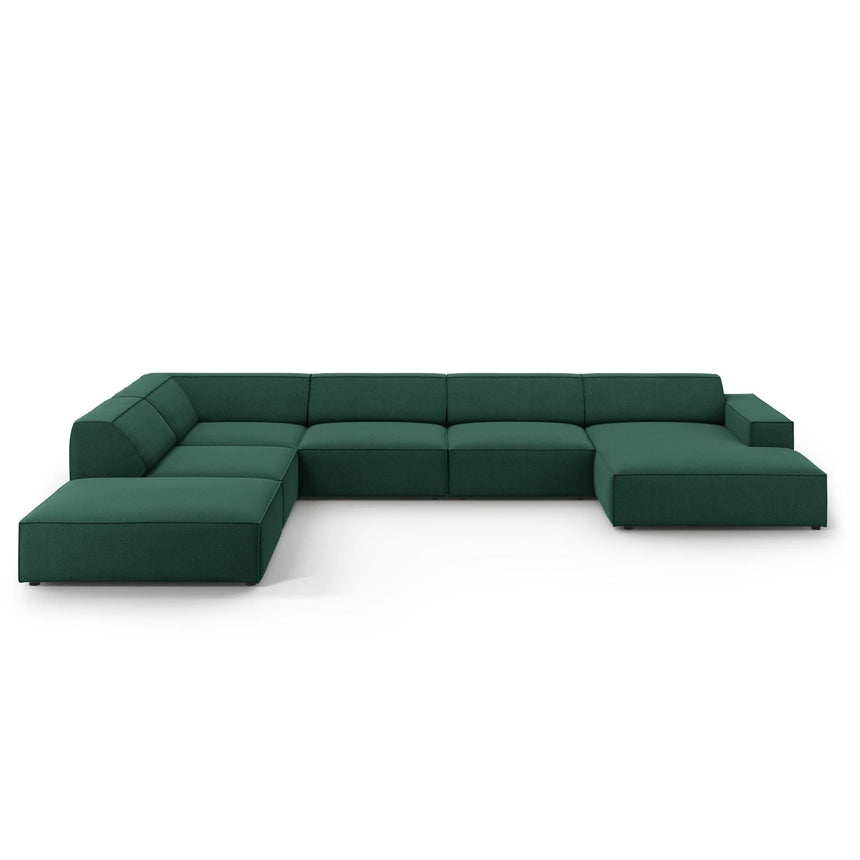 Jodie 7-Sitzer Panorama-Ecksofa, Linke Seite, aus Strukturierter Stoff (Meg359) in Grün, 364x262 cm – Bild 1