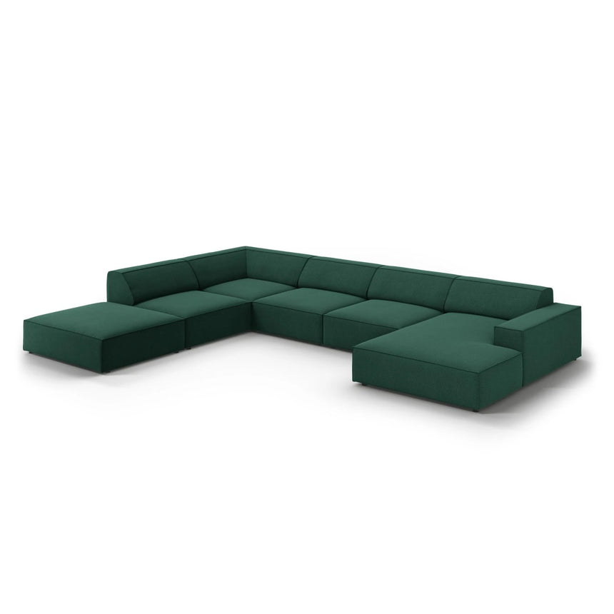 Jodie 7-Sitzer Panorama-Ecksofa, Linke Seite, aus Strukturierter Stoff (Meg359) in Grün, 364x262 cm – Bild 4
