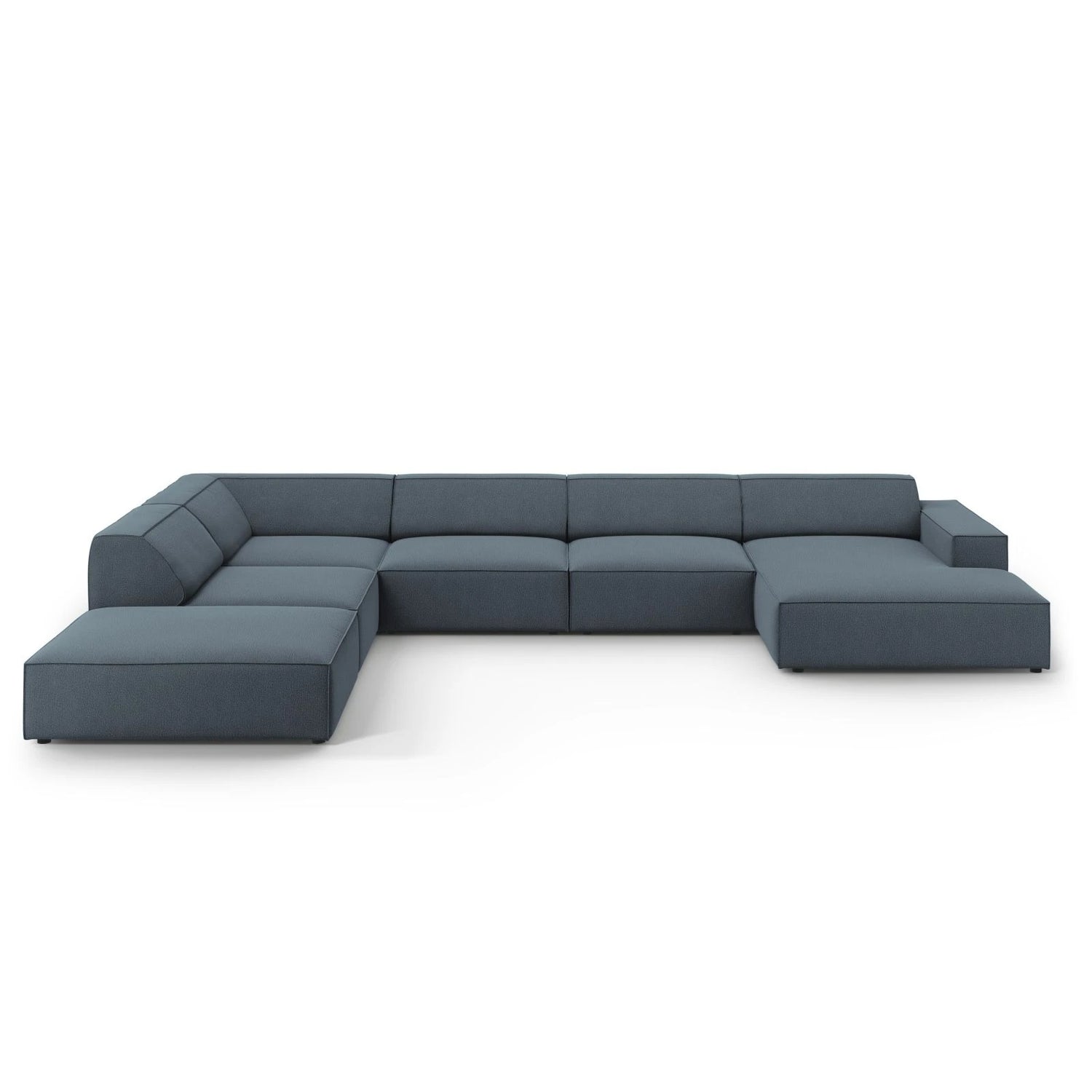 Jodie 7-Sitzer Panorama-Ecksofa, Linke Seite, aus Strukturierter Stoff (Meg361) in Blau, 364x262 cm – Bild 1