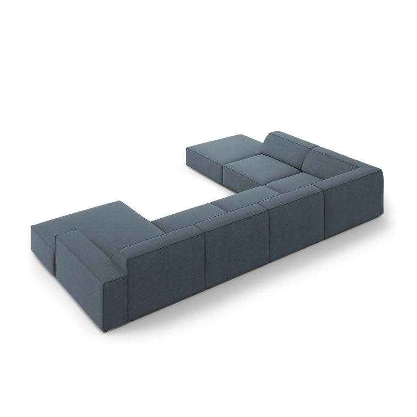 Jodie 7-Sitzer Panorama-Ecksofa, Linke Seite, aus Strukturierter Stoff (Meg361) in Blau, 364x262 cm – Bild 5