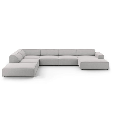 Jodie 7-Sitzer Panorama-Ecksofa, Linke Seite, aus Strukturierter Stoff (Meg363) in Hellgrau, 364x262 cm – Bild 1