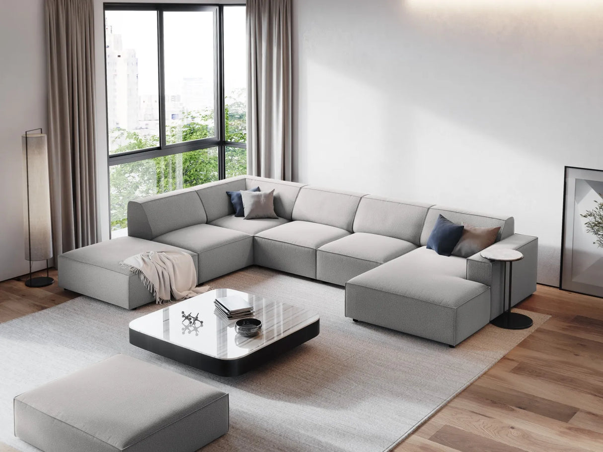 Jodie 7-Sitzer Panorama-Ecksofa, Linke Seite, aus Strukturierter Stoff (Meg363) in Hellgrau, 364x262 cm – Bild 2