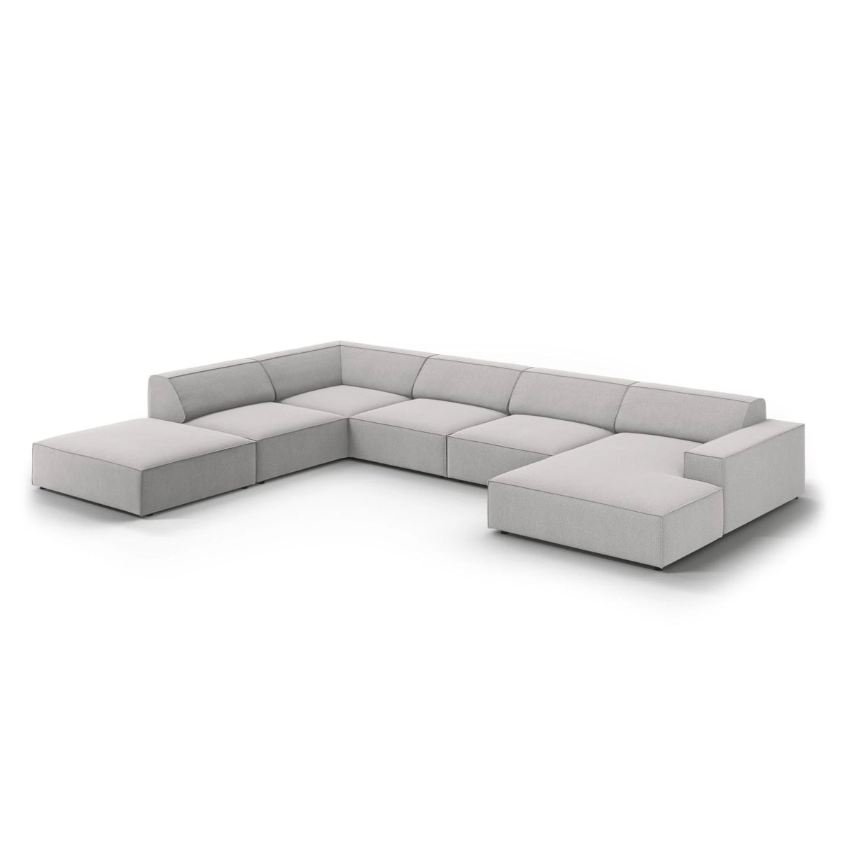 Jodie 7-Sitzer Panorama-Ecksofa, Linke Seite, aus Strukturierter Stoff (Meg363) in Hellgrau, 364x262 cm – Bild 4