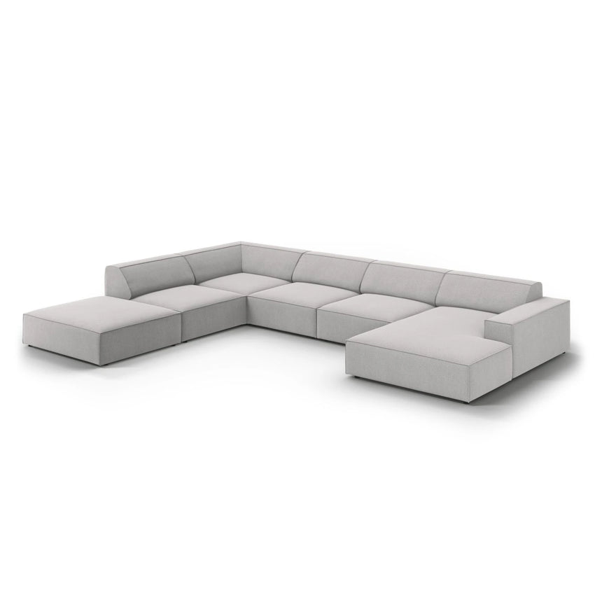 Jodie 7-Sitzer Panorama-Ecksofa, Linke Seite, aus Strukturierter Stoff (Meg363) in Hellgrau, 364x262 cm – Bild 4